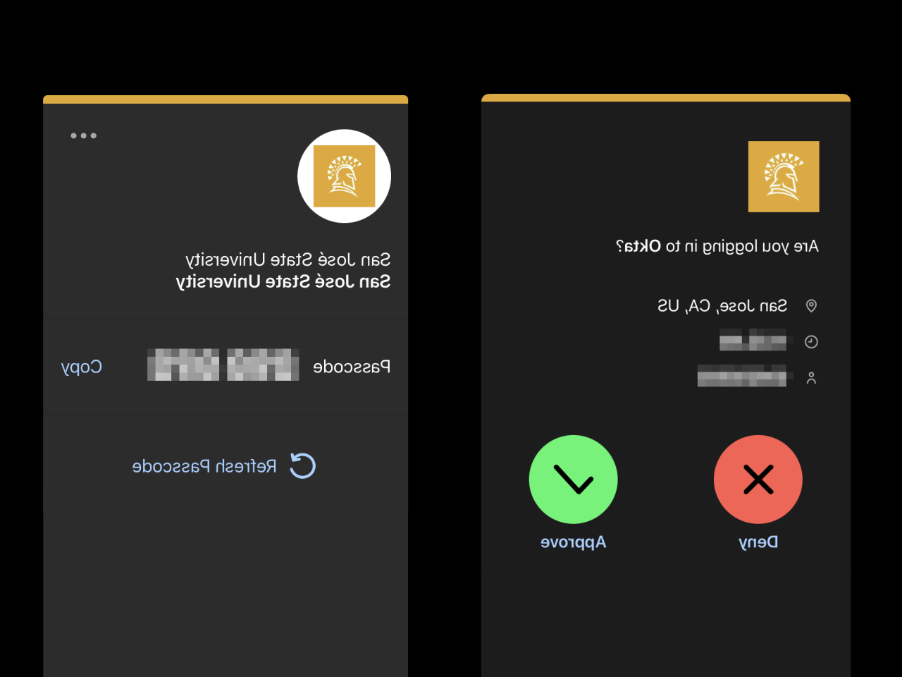 The various ways to login via Duo Mobile.